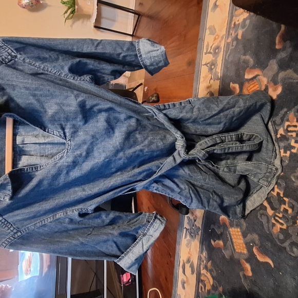 Denim Shirt Dress with Belt - Picture 5 of 7